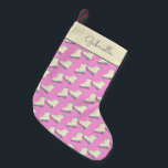 Cute Winter Ice Skates Pattern Pink Personalised Small Christmas Stocking<br><div class="desc">Personalised Name Cute Winter Ice Skates Pattern in Playful Pink Christmas Stocking</div>