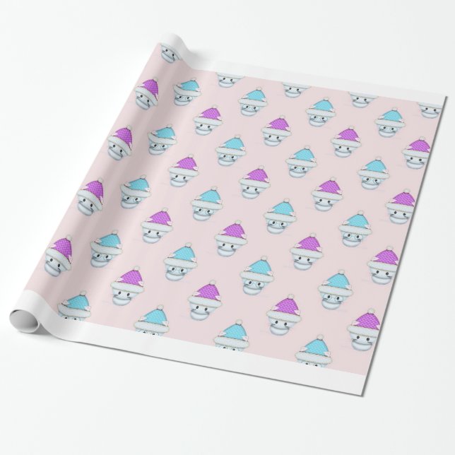 Cute Winter Kittens Wrapping Paper (Unrolled)