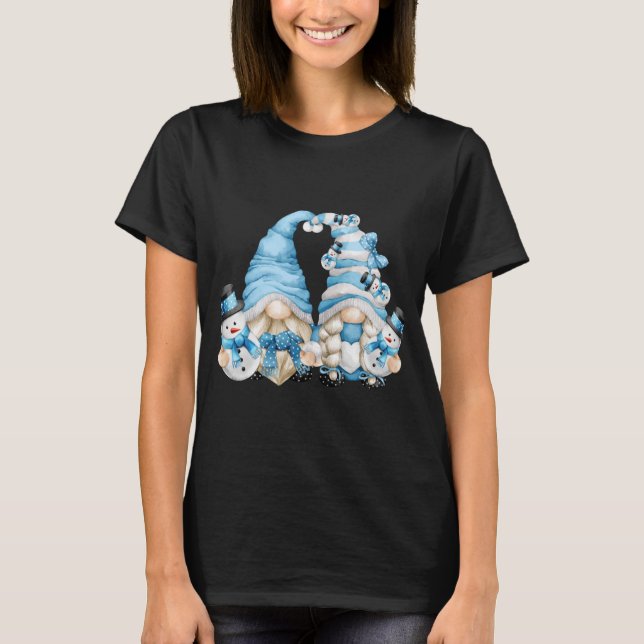 Cute Winter Lover Matching Gnomes For Women With S T-Shirt (Front)