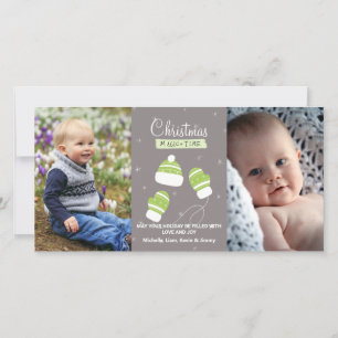 Cute Winter Mittens Custom Photo Christmas Magic Holiday Card