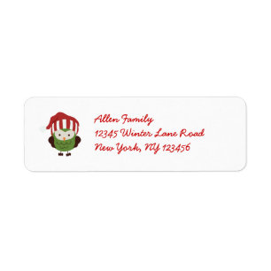 Cute Winter Mod Owl Christmas Return Address Label