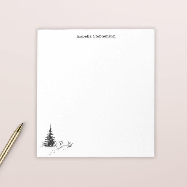 Cute Winter Mouse Whimsical Personalised Notepad (Creator Uploaded)
