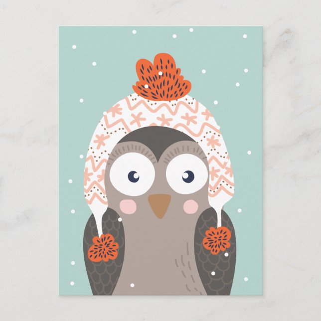 Cute Winter Owl postcard (Front)