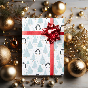 Cute Winter Penguin Blue  Wrapping Paper
