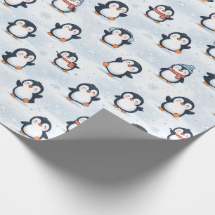 Cute Winter Penguin Pattern Design Wrapping Paper