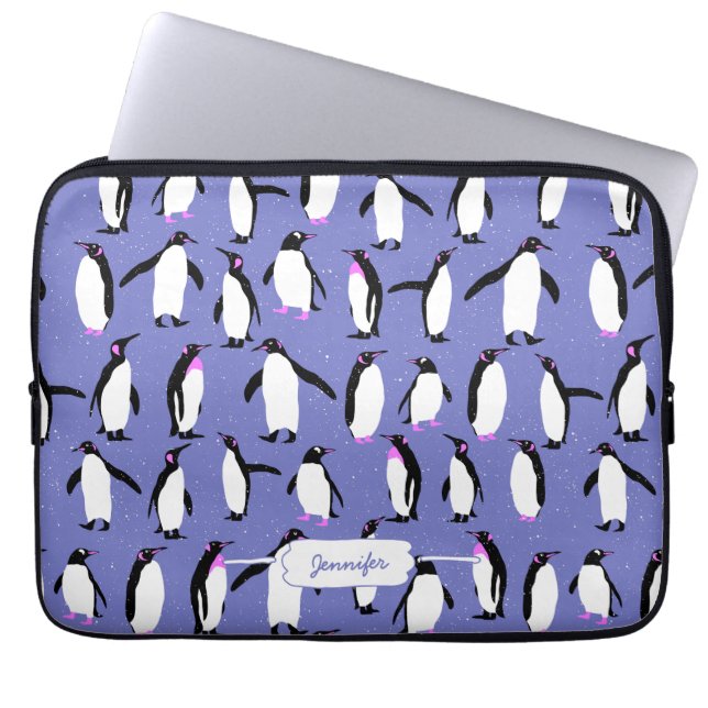 Cute winter penguin pattern laptop sleeve (Front)