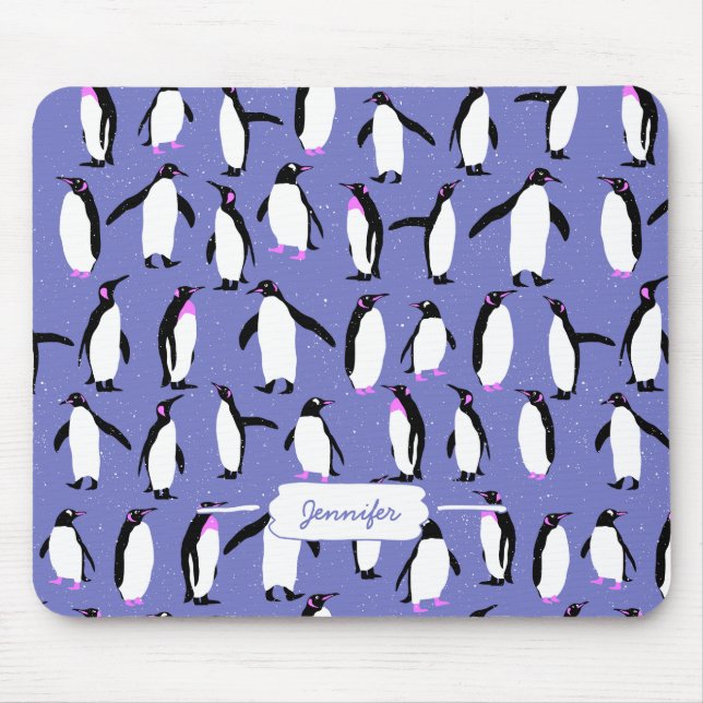 Cute winter penguin pattern mouse mat (Front)