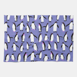 Cute winter penguin pattern tea towel