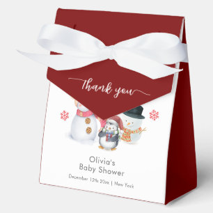 Cute Winter Penguin Snowman Baby Shower Favour Box