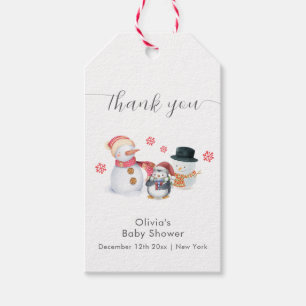 Cute Winter Penguin Snowman Baby Shower Gift Tags