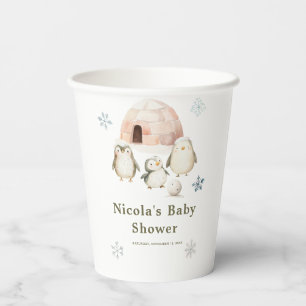 Cute Winter Penguins Baby Shower  Paper Cups