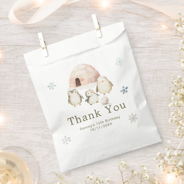 Cute Winter Penguins Birthday Party Favour Bags (Clipped)