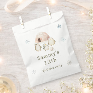 Cute Winter Penguins Birthday Party Favour Bags
