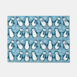 Cute Winter Penguins Design Doormat