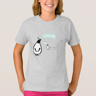 Cute Winter Penguins Illustration T-Shirt