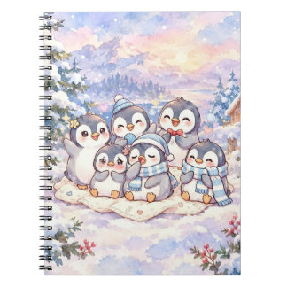 Cute Winter Penguins Spiral Notebook