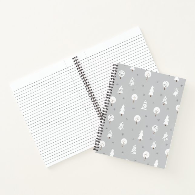 Cute Winter Pine Tree Pattern Notebook (Inside)