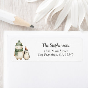 Cute Winter Polar Bear Penguin Return Address