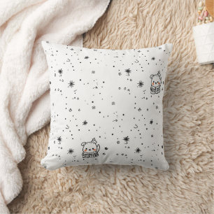 Cute Winter Polar Bear Snowflake Cushion