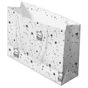 Cute Winter Polar Bear Snowflake Large Gift Bag