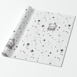 Cute Winter Polar Bear Snowflake Wrapping Paper