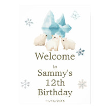 Cute Winter Polar Bears Birthday Party