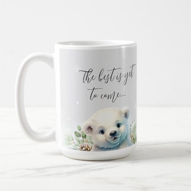 Cute Winter Pregnancy Reveal Promoted to Grandma Coffee Mug (Left)