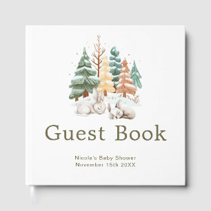 Cute Winter Rabbits Baby Shower Guest Book