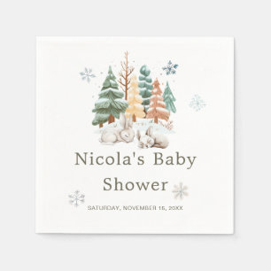 Cute Winter Rabbits Baby Shower  Napkin