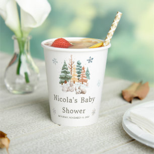 Cute Winter Rabbits Baby Shower Paper Cups