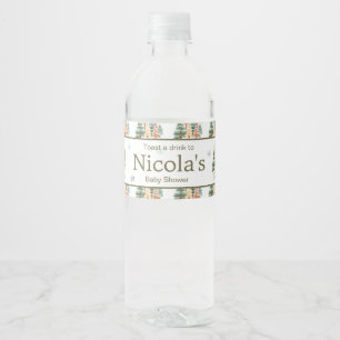 Cute Winter Rabbits Baby Shower Water Bottle Label