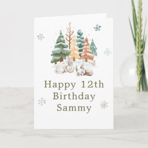 Cute Winter Rabbits Birthday Party Card