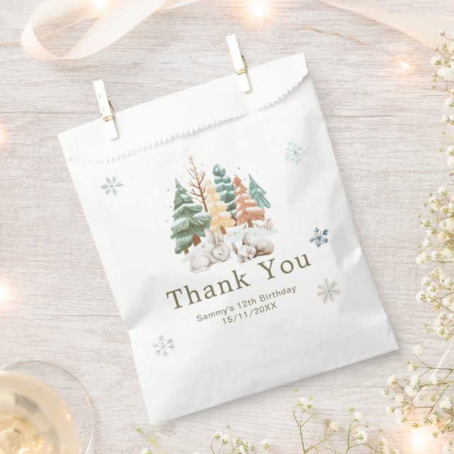 Cute Winter Rabbits Birthday Party Favour Bags (Clipped)