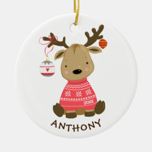 Cute Winter Reindeer Christmas Ornament