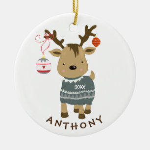 Cute Winter Reindeer Christmas Ornament