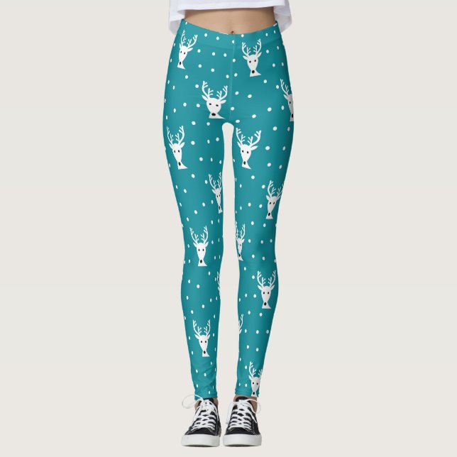 Cute winter reindeer pattern Leggings (Front)