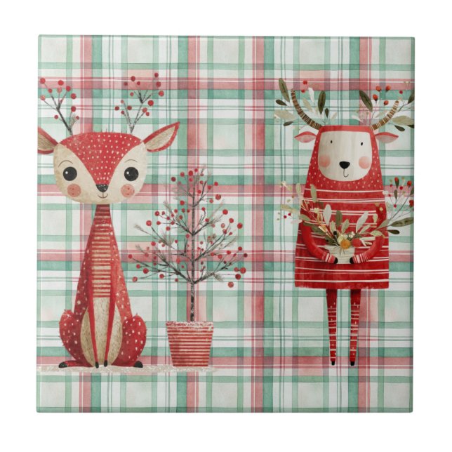 Cute winter reindeer tile (Front)