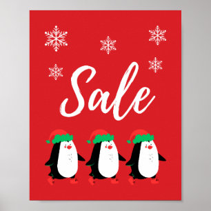 Cute Winter Sale Sign, Penguin Christmas Sale   Poster