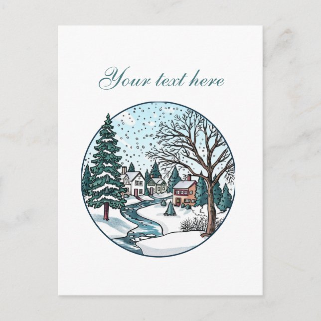 Cute Winter scene customisable  Postcard (Front)