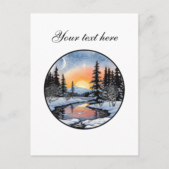 Cute Winter scene customisable  Postcard (Front)