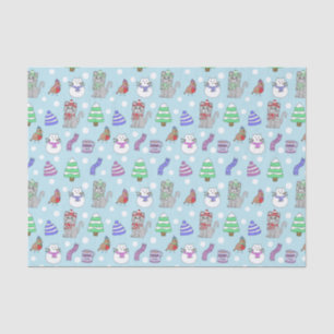 Cute Winter Snow Cat Pattern Tissue Paper