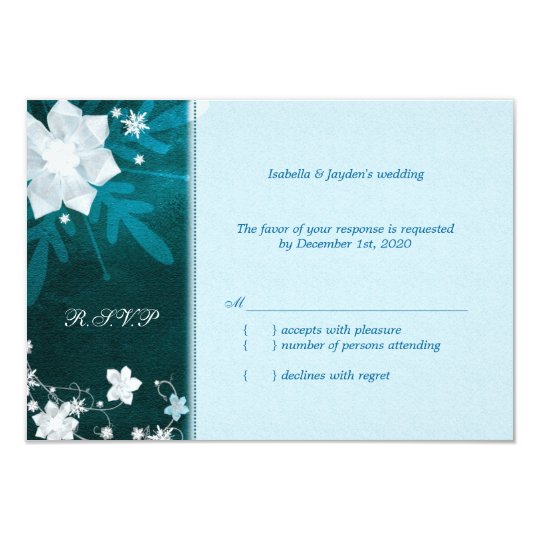 Cute Winter Snow Flowers Wedding RSVP Card