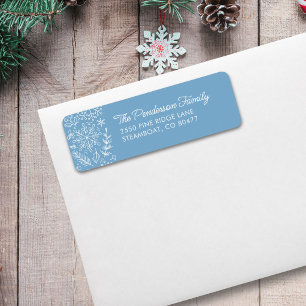 Cute Winter Snowflake Doodles Return Address