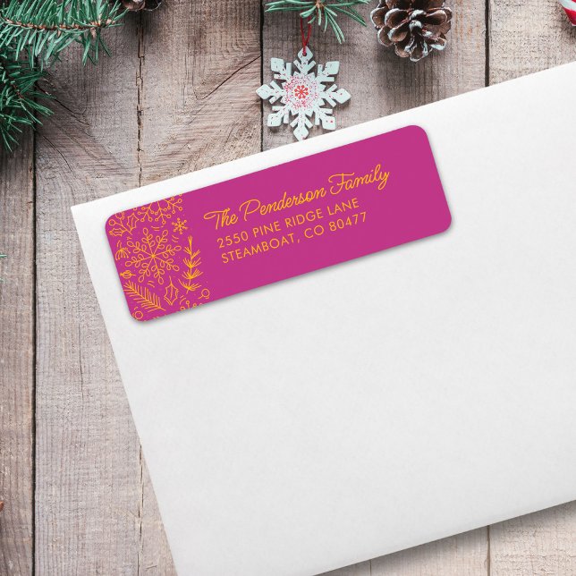 Cute Winter Snowflake Doodles Return Address (Creator Uploaded)