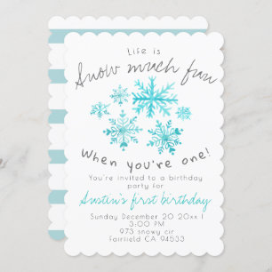 Cute winter snowflake first birthday invite