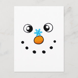 cute winter snowman and snowflake postcard
