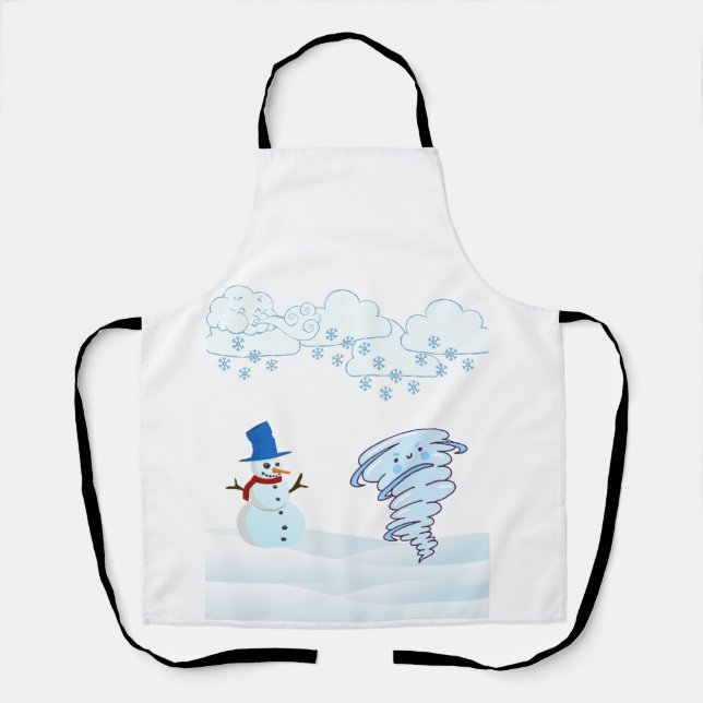 Cute winter snowman and wind apron (Front)