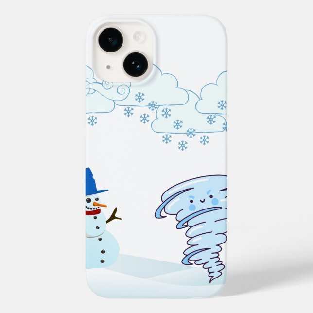 Cute winter snowman and wind Case-Mate iPhone case (Back)
