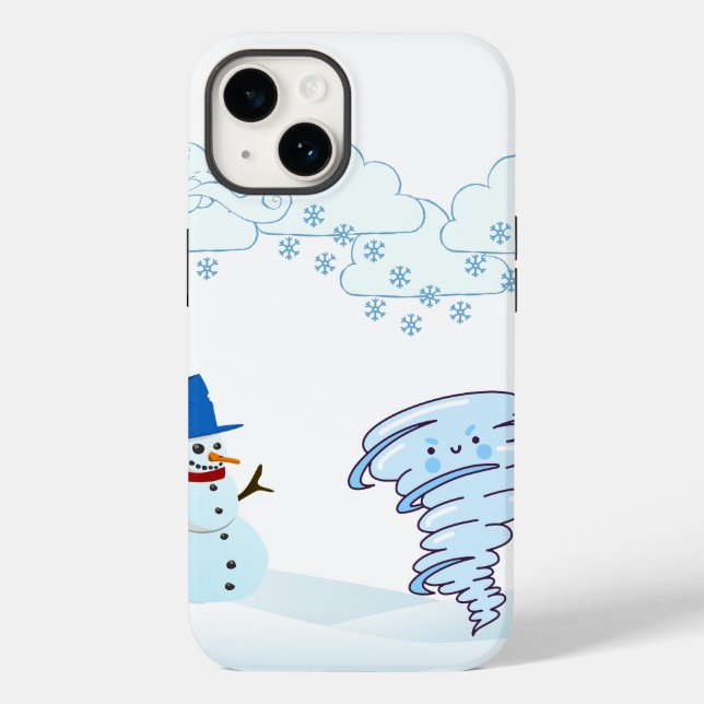 Cute winter snowman and wind Case-Mate iPhone case (Back)