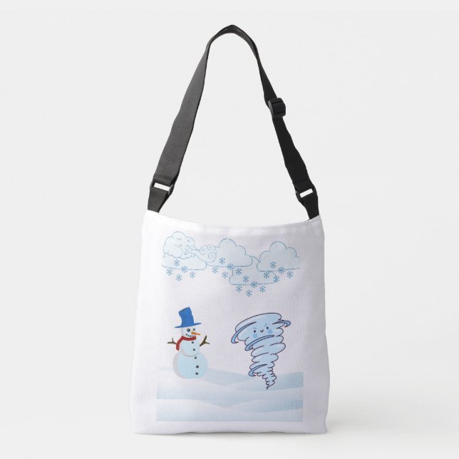 Cute winter snowman and wind crossbody bag (Front)